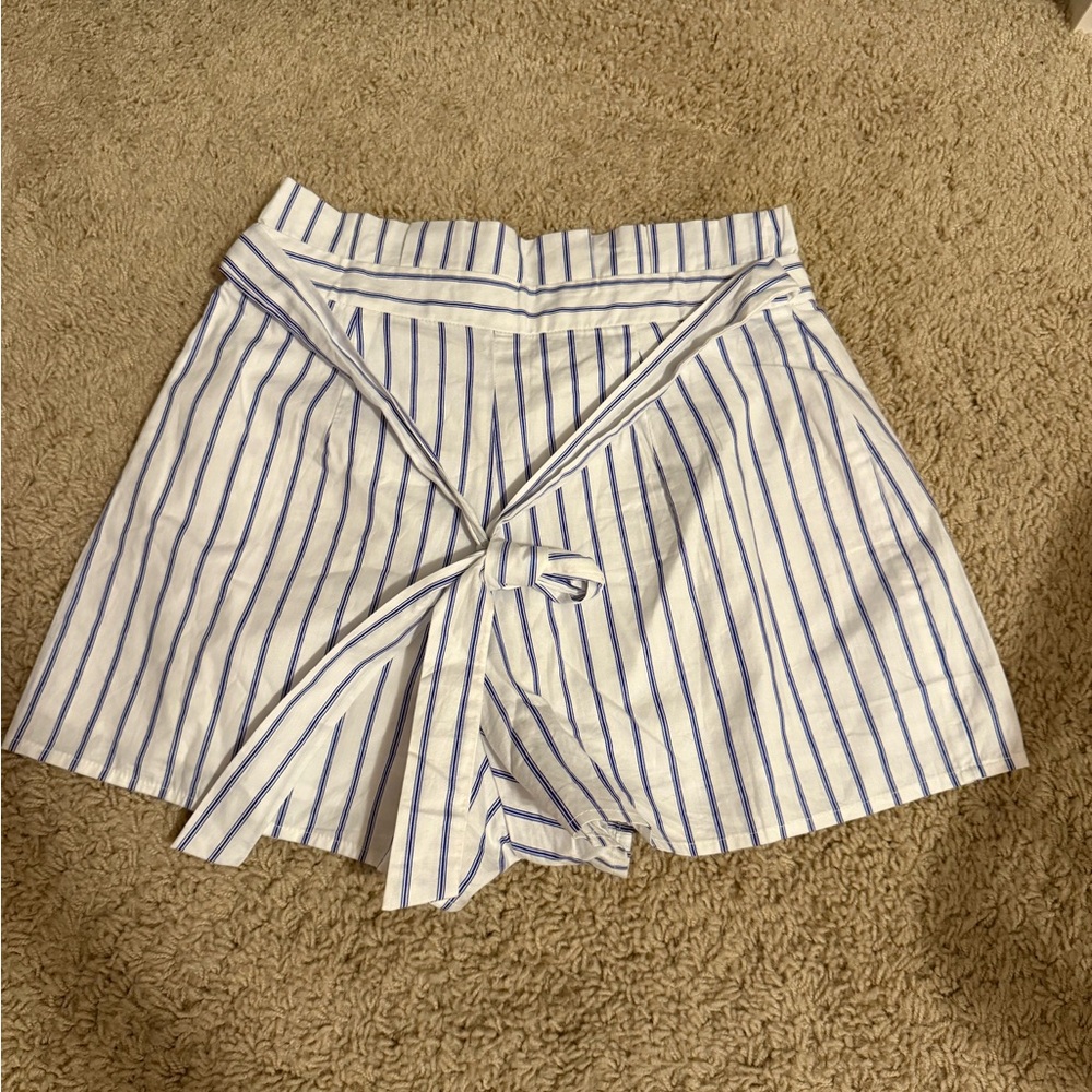 Forever 21 Blue and White Skorts with Pinstripe Design